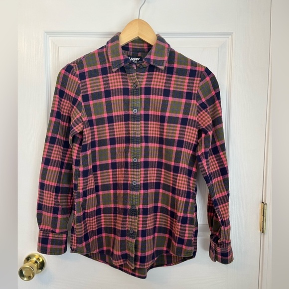 Lands End Women’s Flannel Button Down - Picture 1 of 3